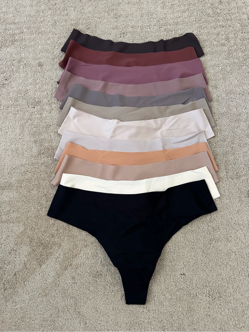SHEIN 12 Women's Seamless Basic Panty Pack - Black, Cream, Beige & Neutral Tones